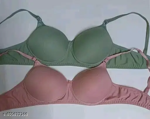 Cotton Solid Bra for Women & Girls, Multicolour, Pack of 2 (28B)