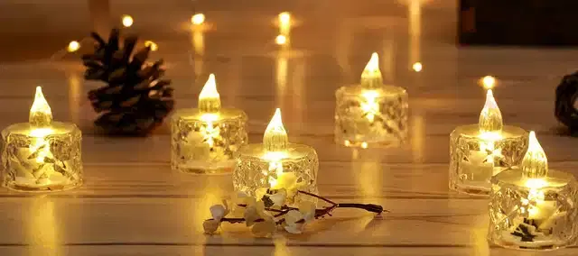 Flameless Acrylic LED Candle for Festive Decoration, Multicolor, Pack of 2