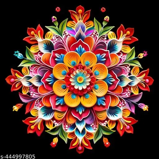 Combo of Rangoli Sticker, 31x31 cm & 3 Pcs Switch Board Stickers, Multicolor, Set of 2