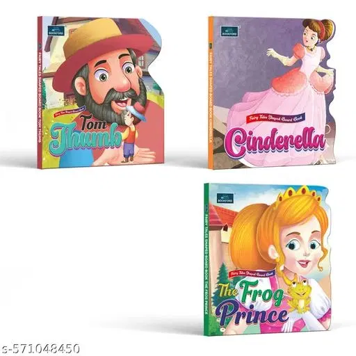Fairy Tale Shaped Board Book | Cinderella, The Frog Prince, and Tom Thumb | for kids | story books | (Set of 3)