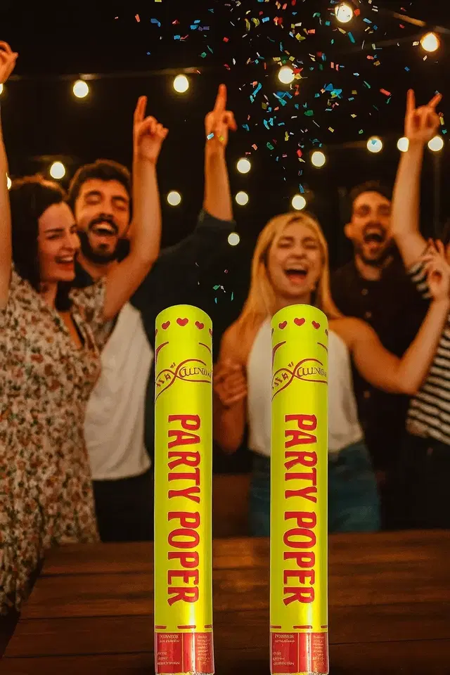 Celibration Party Poppers for Birthday with Mix Colour Glitters/Wedding and Other Party Celebrations, Pack of 2 Pcs