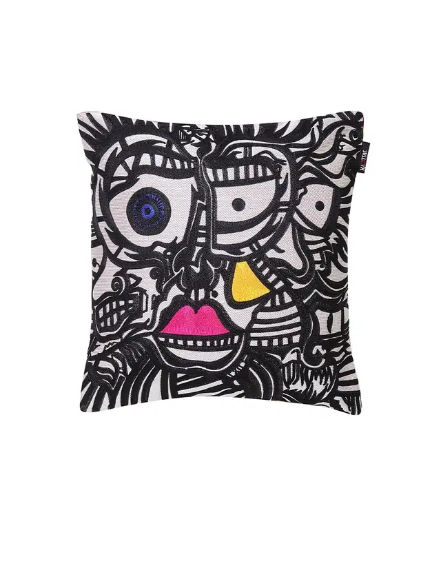 Cotton Cushion Cover, Black, 16x16 inches