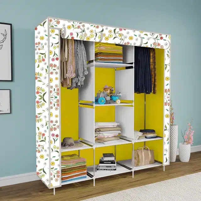 Carbon Steel 3 Door 8 Shelf Printed, Yellow