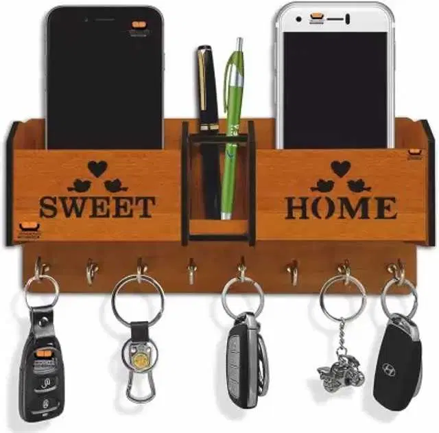Fancy Wooden Key Holder, Tan, HC-010
