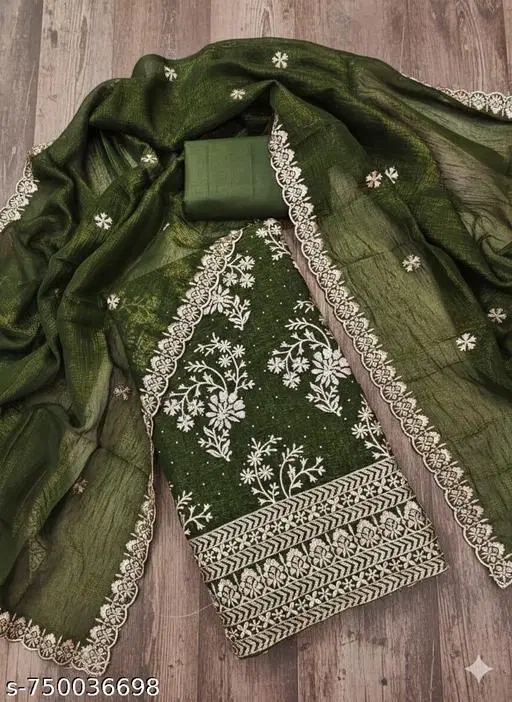 Floral Embroidered Patiala Suits for Women (Multicolor, 7.05 meter (4XL)