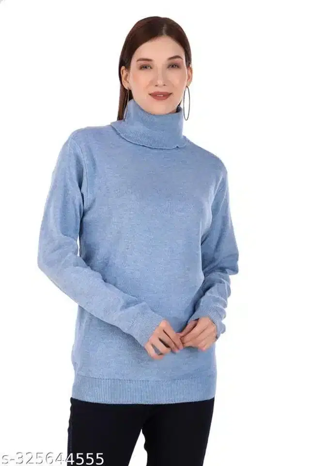 Acrylic Sweater for Women (Light Blue, M)