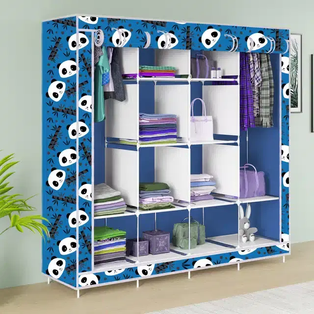 Carbon Steel 3 Door 12 Shelf Printed, Blue