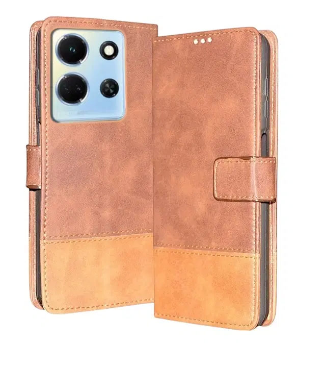 Artificial Leather Mobile Flip Cover for Infinix X6711 / Note 30 5G, Brown