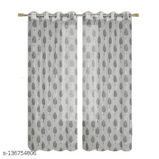 Curtains for Door, Grey, 5 Feet, Pack of 2