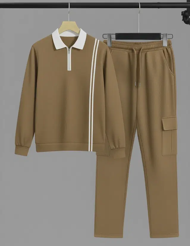 Colorblocked Night Suit For Men  Brown , (M)