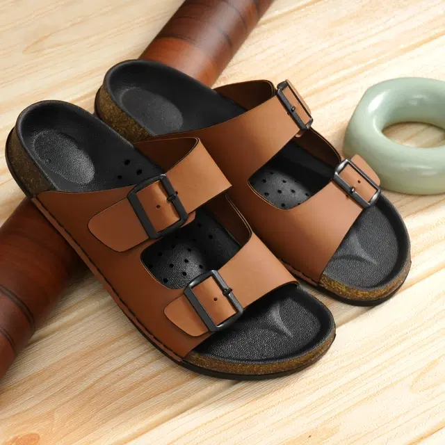 Solid Flipflops for Men (Tan, 6)
