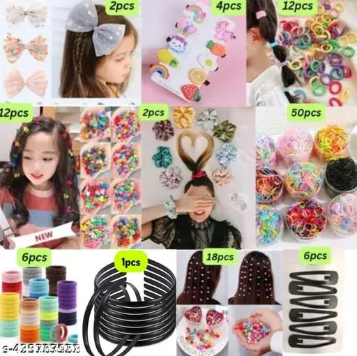 Set of 113 pcs Hair Accessories Combo for Women (Multicolor)