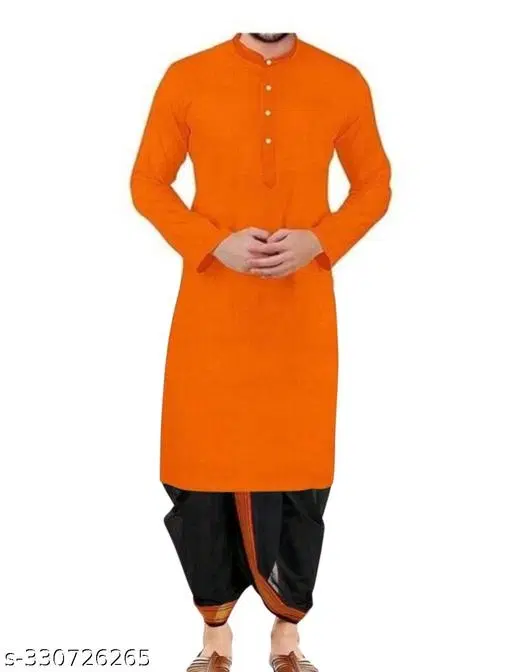 Kurta Set for Men (Orange, M)