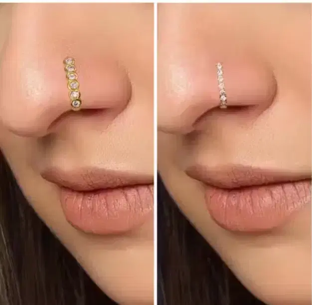 Silver Plated Alloy Nosepins for Women, Gold, Pack of 2