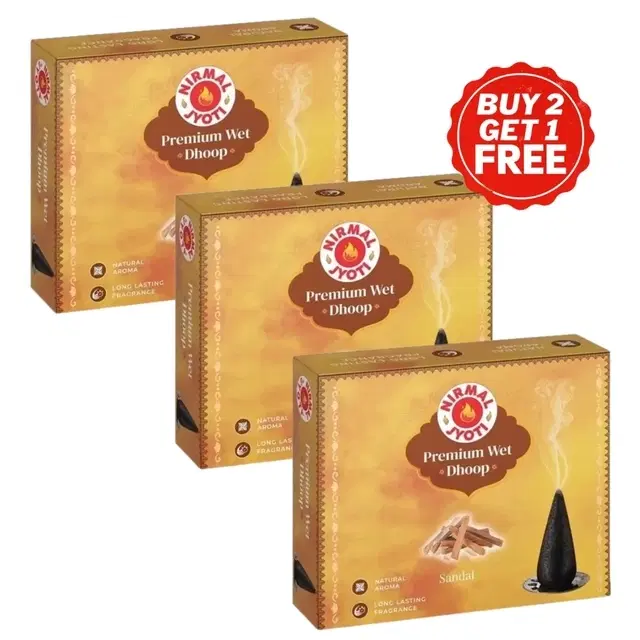 Nirmal Jyoti Sandal Wet dhoop 3X36g (Buy 2 Get 1 Free)