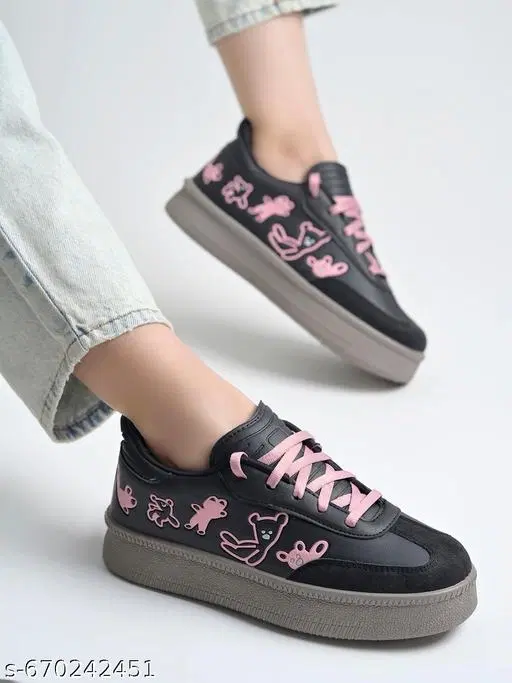 Printed Synthetic Slip-on Sneakers (Pink, IND-5)