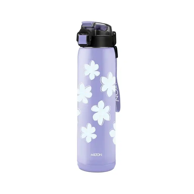 Milton Steel Edge 900 Thermoware Water Bottle 600 ml with One Touch Safety Lock & Twin Lid Sip or Gulp,Long Hours Hot & Cold,Leak Proof,ISI Certified,Vacuum Insulated,Office,Gym,School,Purple
