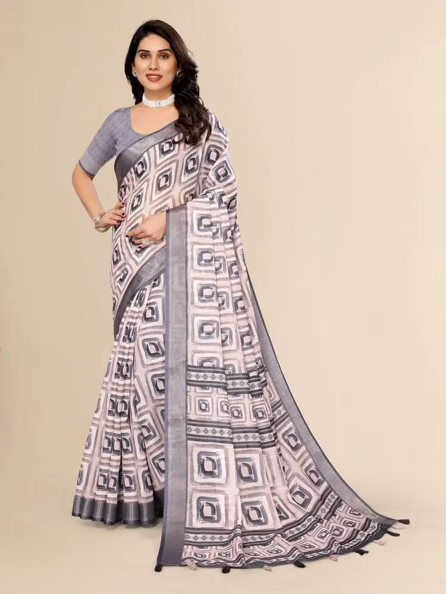 Silk Woven Design Saree for Women, Grey (6.3 m)