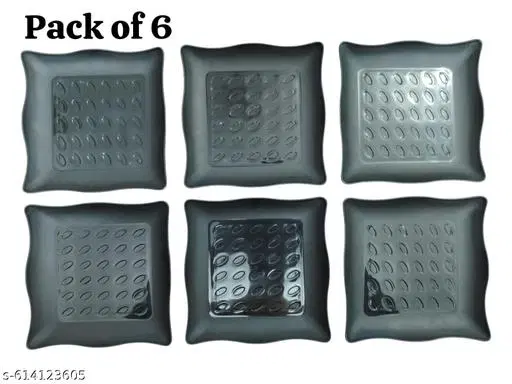 Plastic Plates for Kitchen, Black, Pack of 6