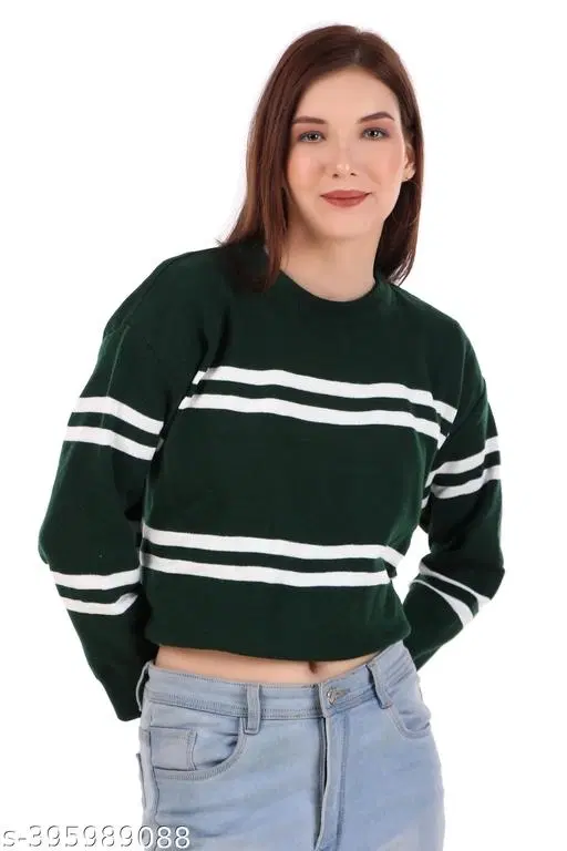 Acrylic Sweater for Women (Green, L)