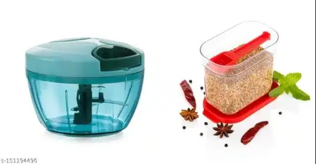 Manual Chopper with Storage Box, Multicolor, Set of 2