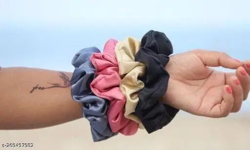 Satin Scrunchies for Women, Pack of 12 (Pack of 12)