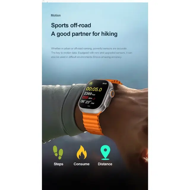Silicone Strap S8 Ultra Smart Watch, Orange