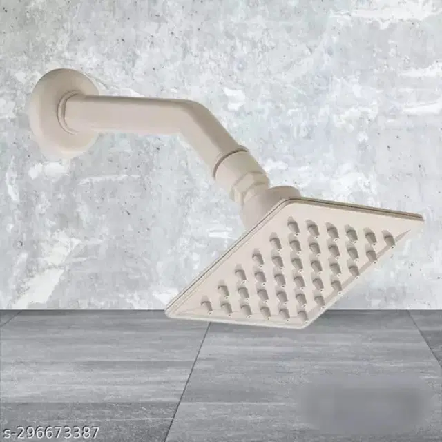 PVC Shower Head, 4x4 inches with 9" Arm Complete Shower Set, White, Set of 1