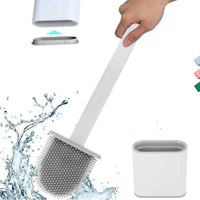 Sterling Bazaar Silicone Toilet Cleaning Brush With Holder Stand For Western And Indian Toilet, St-030