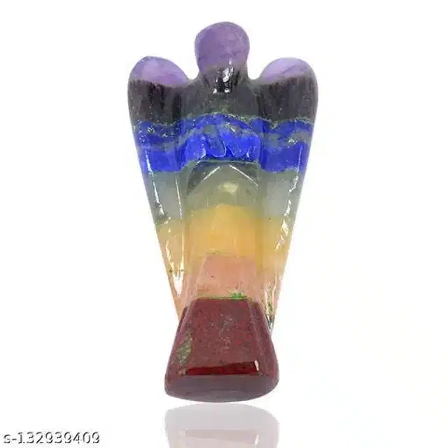 7 Chakra Angel Crystal Stone Figurine, Multicolor