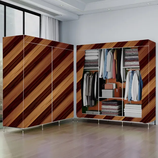 Plastic Printed Collapsible Wardrobe, Gold