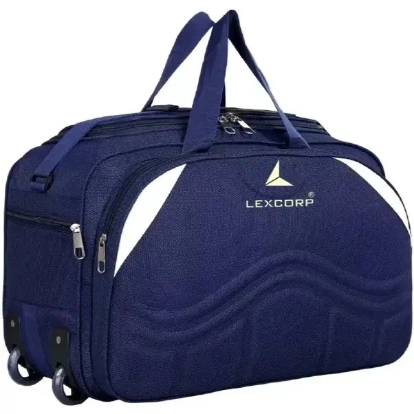 Polyester Trolley Duffel Bag with Wheels, Slurry Design, Blue [65 L]
