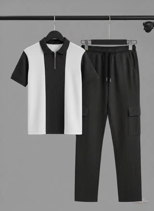 Solid Night Suit For Men  Black , (M)