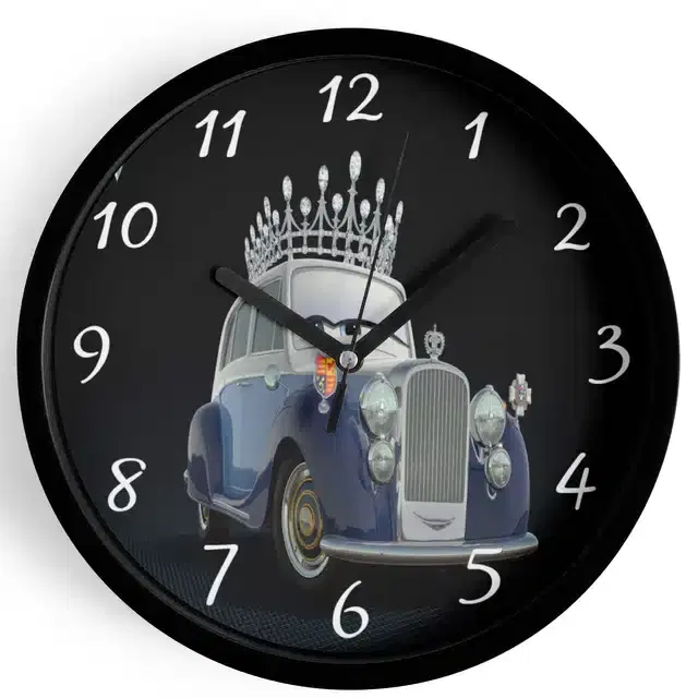 Analog Cars Wall Clock for Home, Black, 7 Inches