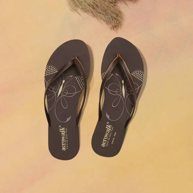 aerowalk Casual Flats for Women (Brown, 8)