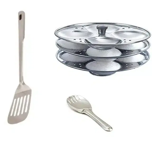 Stainless Steel Egg Palta, Rice Palta & Idli Making Stand of 3 Plates, Combo of 3