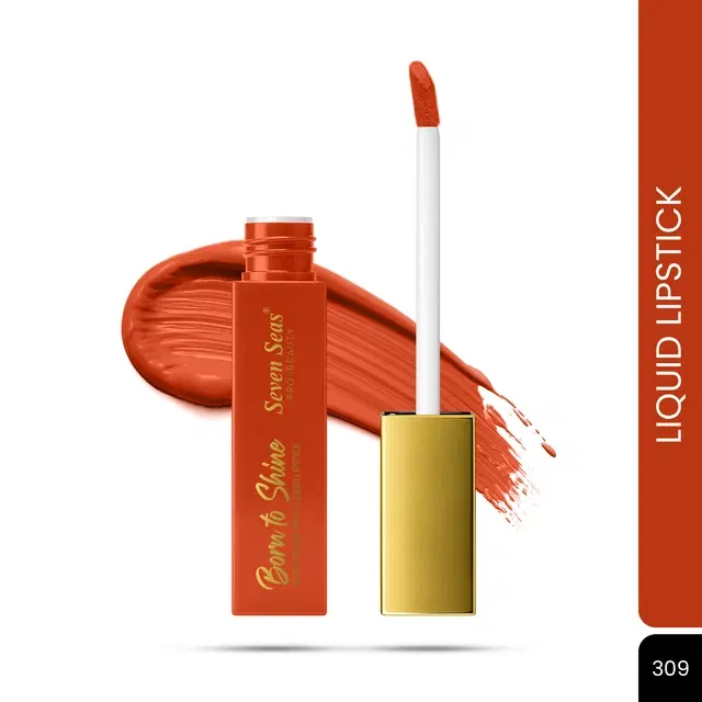 Seven Seas Liquid Lipstick for Women, Orange Shade (4.5ml)