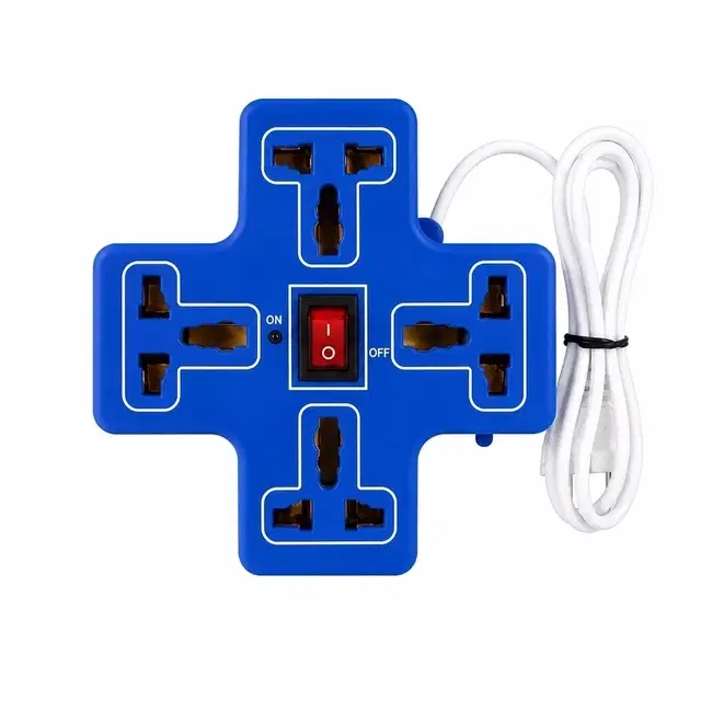 SimpleHome 4+1 Socket Extension Board With 2 Meter Cable, Blue