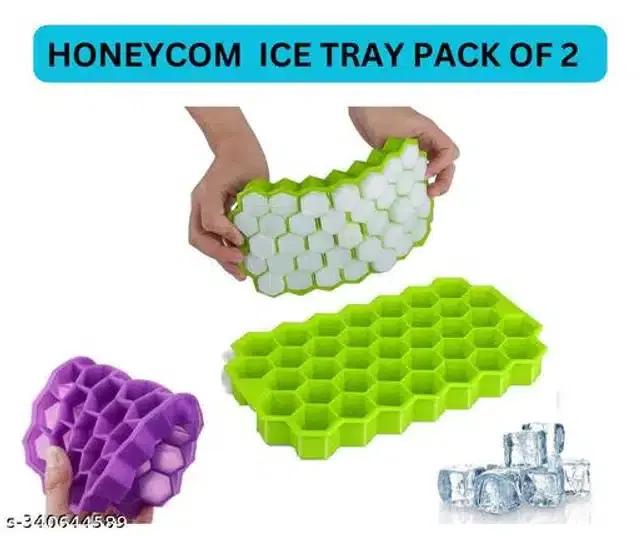 Silicone Ice Cube Mould, Multicolor, Pack of 2