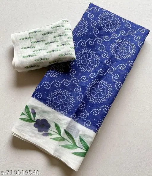 Lien Printed Saree for Women, Blue (6.3 M)