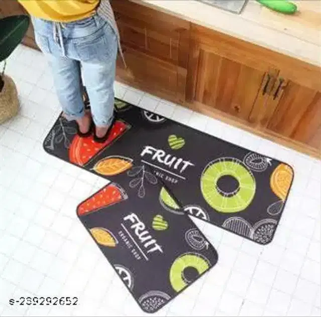 Anti Slip Kitchen Mat, Multicolor, Pack of 2