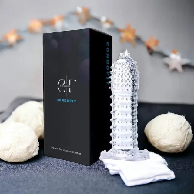 Crystal Dotted Reusable Condom for Men, Transparent