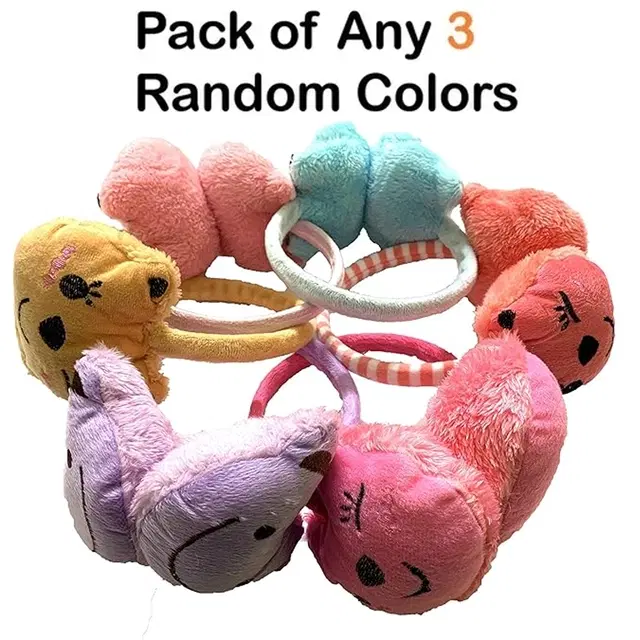Fur Earmuffs Assorted for Kids, Pack of 3, Multicolor