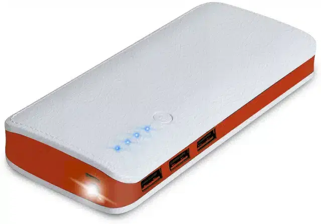 Portable Inbuilt Cables Power Bank, Red & White, 20000 mah