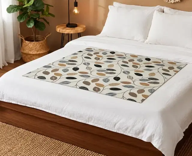 Waterproof Bed Server/Food Mat Brown Leaf