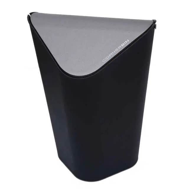 Plastic Corner Bin For Home And Office, Black, 9 L, J-54