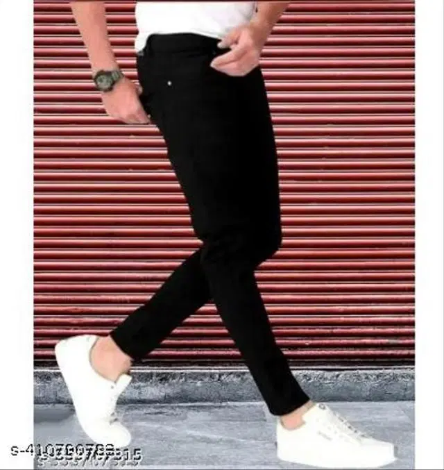 Denim Slim Fit Jeans for Men (Black, 32)