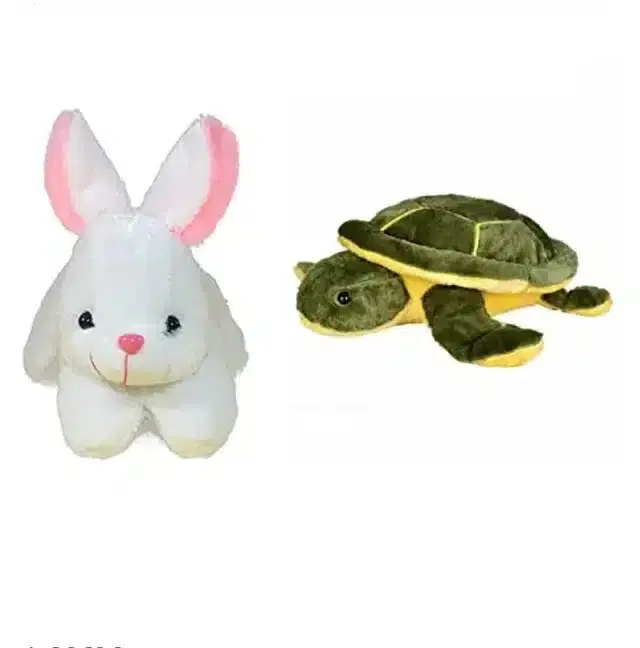Super Soft Rabbit & Turtle Toys for Kids, Pack of 2, Multicolor