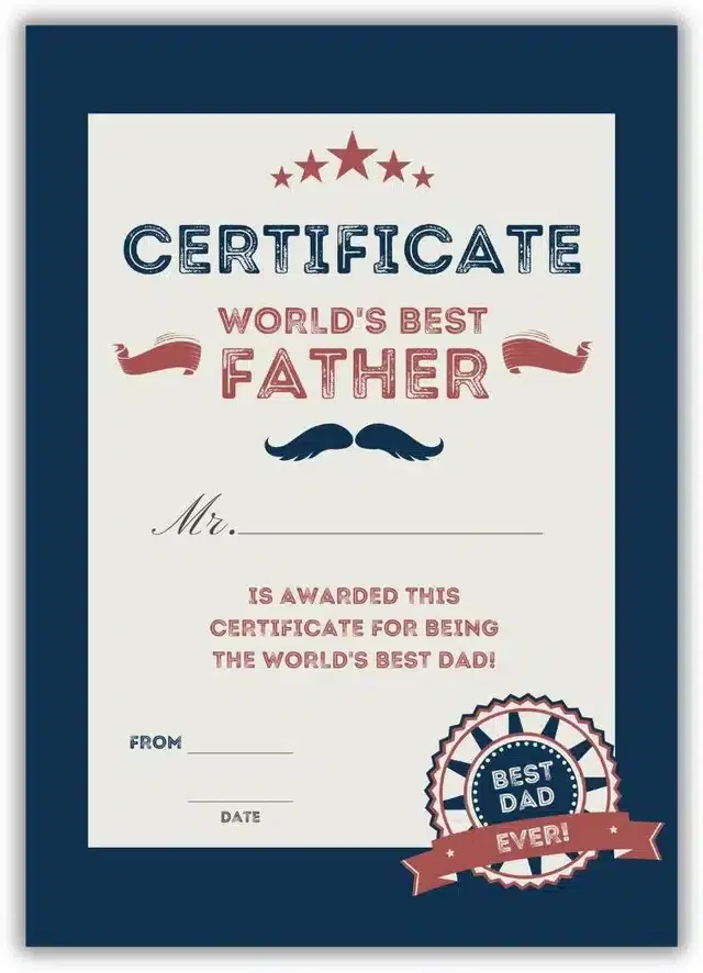 Best Father Certificate, Multicolor