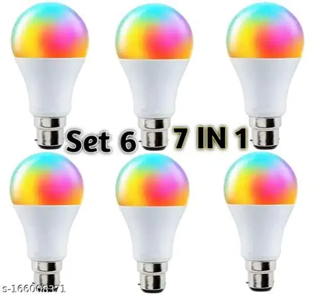 7 in 1 Color Changing LED Bulb, Multicolor, 9 W, Pack of 6